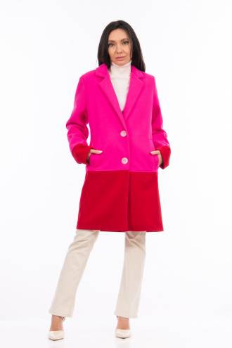 Дамско елегантно право палто в розово и оранжево