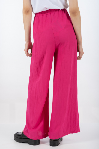 Дамски свободен модел панталон в цикламено розово с ластик в талията