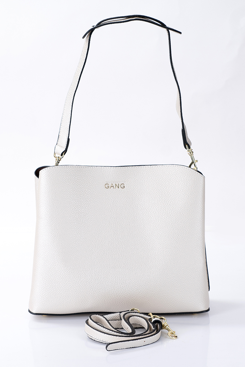 Дамска чанта в перлен цвят с дълга и къса дръжка