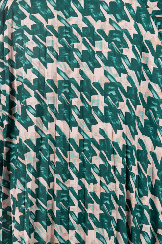 Дамска оувърсайз риза в принт бежово и зелено