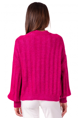 Дамски оувърсайз пуловер в цикламено розово