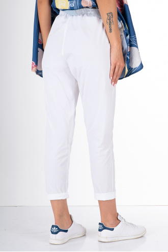 Дамски панталон от много тънък памук в бяло