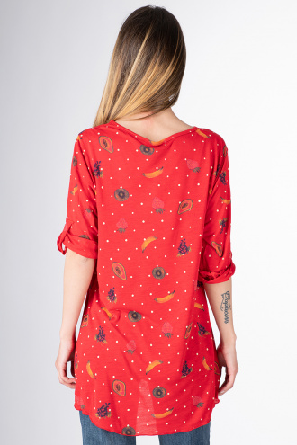 Дамска блуза от трико десен плодчета и точки