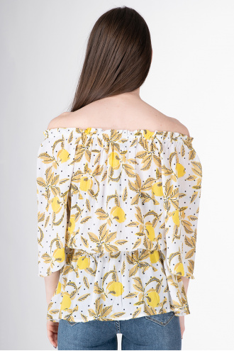 Дамска блуза от кенар десен лимони