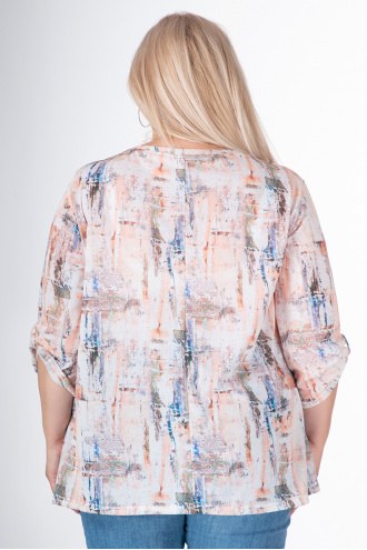 МАКСИ блуза от фино плетиво с акварелен принт в екрю