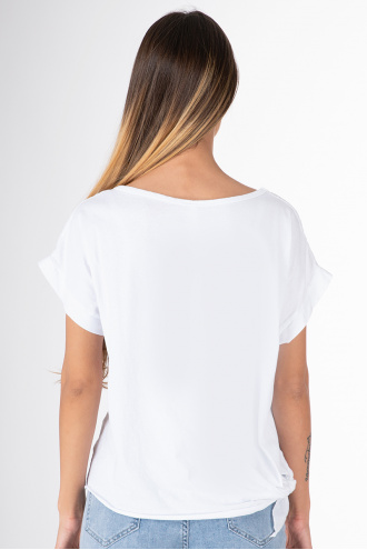 Дамска блуза в бяло с брокатени маргаритки