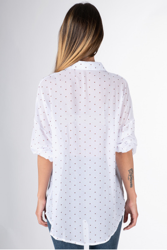 Дамска риза от в бяло със ситни сърца