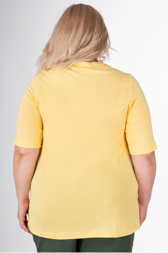 МАКСИ блуза в жълто с камъчета на деколтето