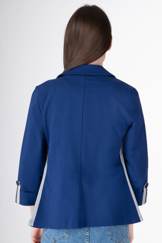 Дамско сако в синьо със сребристи елементи