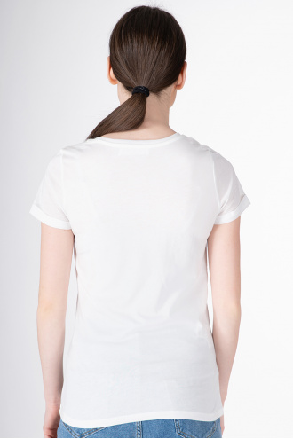 Дамска тениска със щампа и надпис с пайети