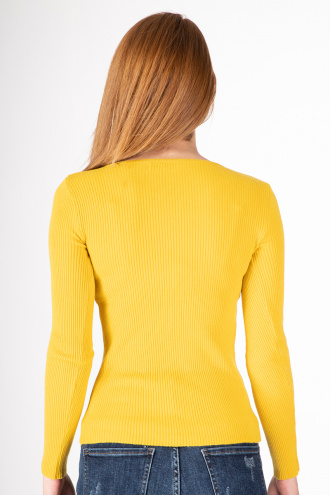 Дамска блуза рипс от фино плетиво в жълто