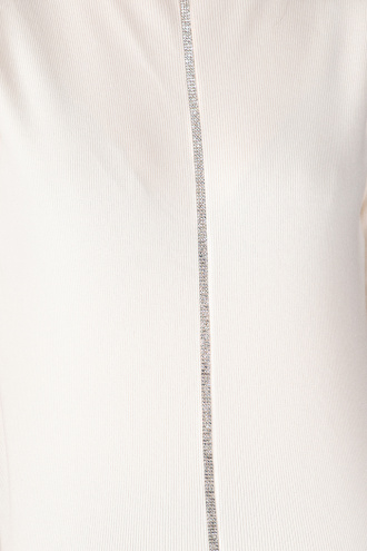 Блуза фино плетиво в екрю с 3/4 ръкав и камъни