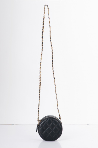 Дамска кръгла мини чанта в черно