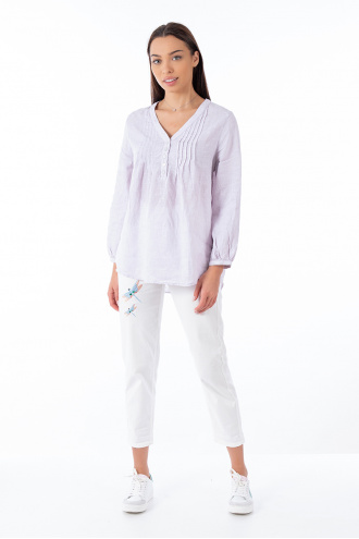 Дамска блуза тип туника от памук в светлолилаво