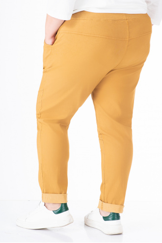 МАКСИ панталон с ластик и връзка в жълто