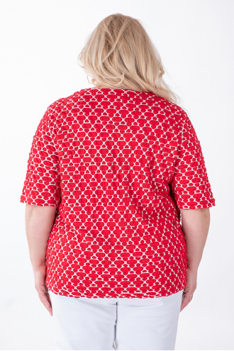МАКСИ блуза с червени релефни овални форми