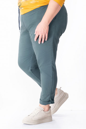 МАКСИ памучен панталон с връзки в опушено зелено