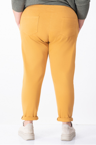 МАКСИ памучен панталон с връзки в цвят горчица