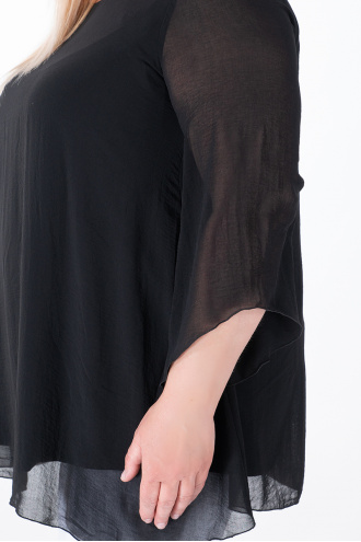 МАКСИ ефирна блуза в черно с подплата