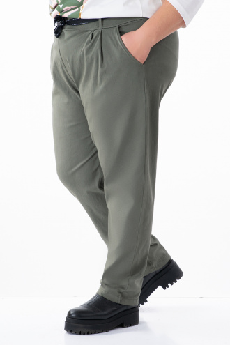 МАКСИ еластичен панталон в зелено със свободна линия