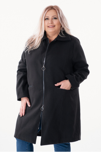 МАКСИ палто в черно с метален цип