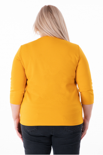 МАКСИ блуза в жълто със 7/8 ръкав и релефна материя