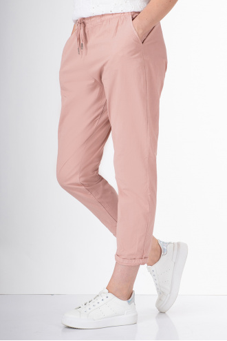 Дамски панталон от тънък памук в розово