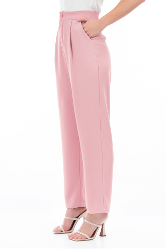 Дамски елегантен панталон в розово с италиански джоб и басти