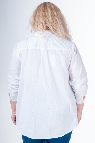 МАКСИ риза от памук в бяло с нежна бродерия