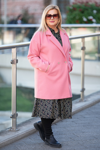 МАКСИ палто в розово с цветна подплата