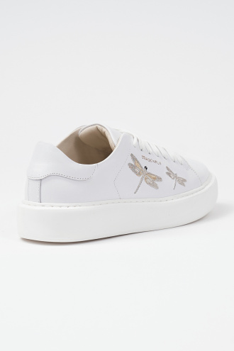White Hi Classic Sneakers with Two Embroideries