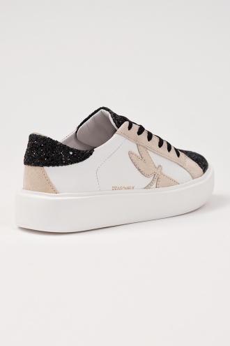Hi Classic Sneakers - Black Glitter and Beige Suede