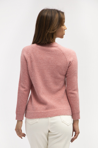 Дамски мъхест пуловер в розово