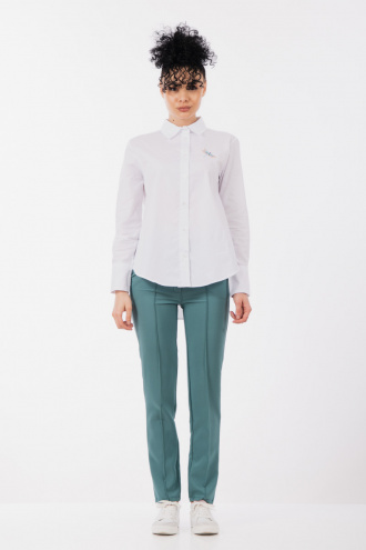 Дамска риза''Dragonfly'' от памук в бяло с бродирано водно конче