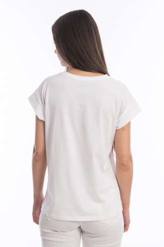Дамска тениска в бяло с принт момиче