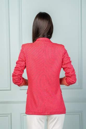 Дамско тънко сако в червен пепит