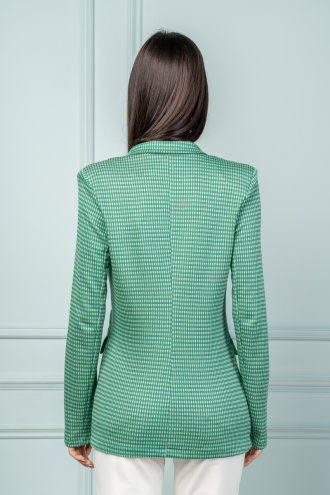 Дамско тънко сако в зелен пепит