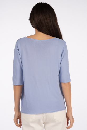 Дамска блуза от фино плетиво в синьо