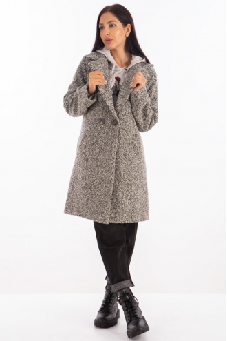 Дамско елегантно палто от букле в сиво