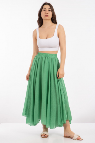 Асиметрична пола от памук в зелено