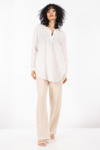 Дамска блуза тип туника от фин памук в бяло
