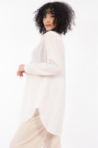 Дамска блуза тип туника от фин памук в бяло
