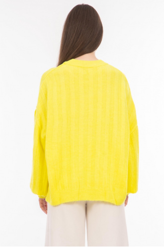 Дамски оувърсайз пуловер в неоново жълто