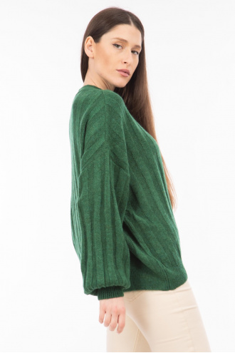 Дамски оувърсайз пуловер в зелено