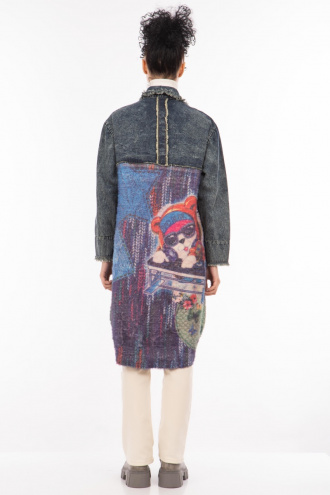 Дамска екстравагантна жилетка в съчетание на деним и текстил в лимитирана серия