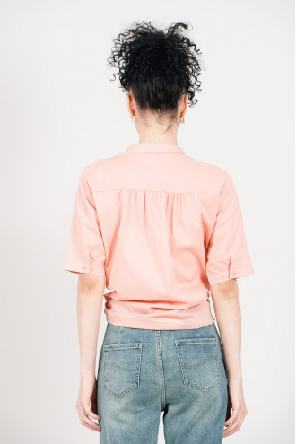 Дамска риза от фин памук в розово с бродирани елементи