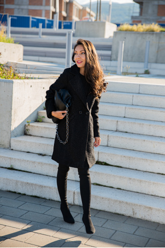 Дамско палто от букле в черно