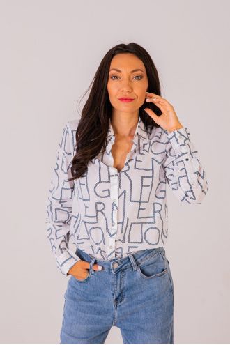 Дамска риза от памук принт плетени букви