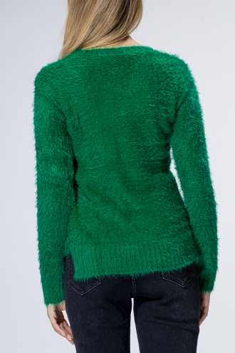 Мек пуловер в зелено