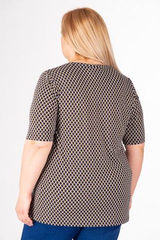 Макси блуза в черно с геометричен принт